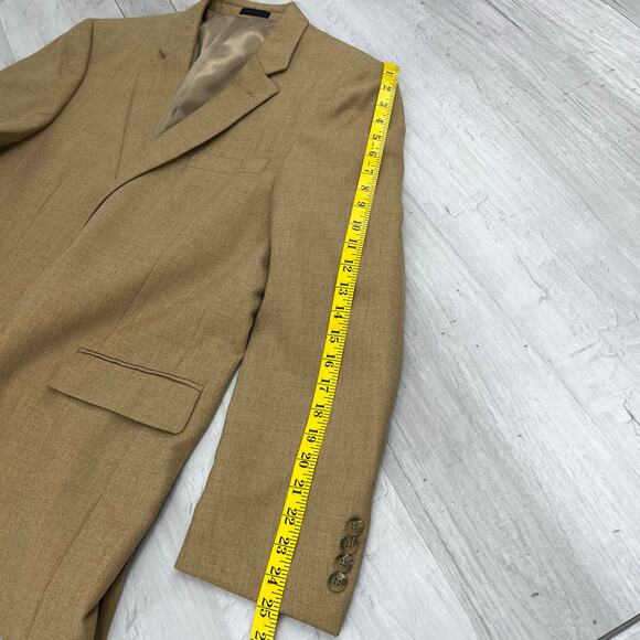 Andrew Fezza 2 Button Light Brown Tan Basic Suit Blazer Sports Coat 42R - Picture 10 of 11